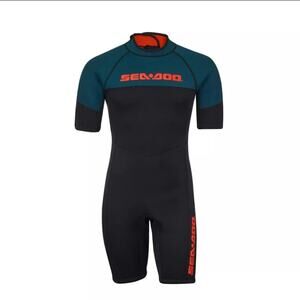 Sea-Doo 3 mm Escape Shorty Wetsuit mens Large Navy Blue Marine Surfing Swimming